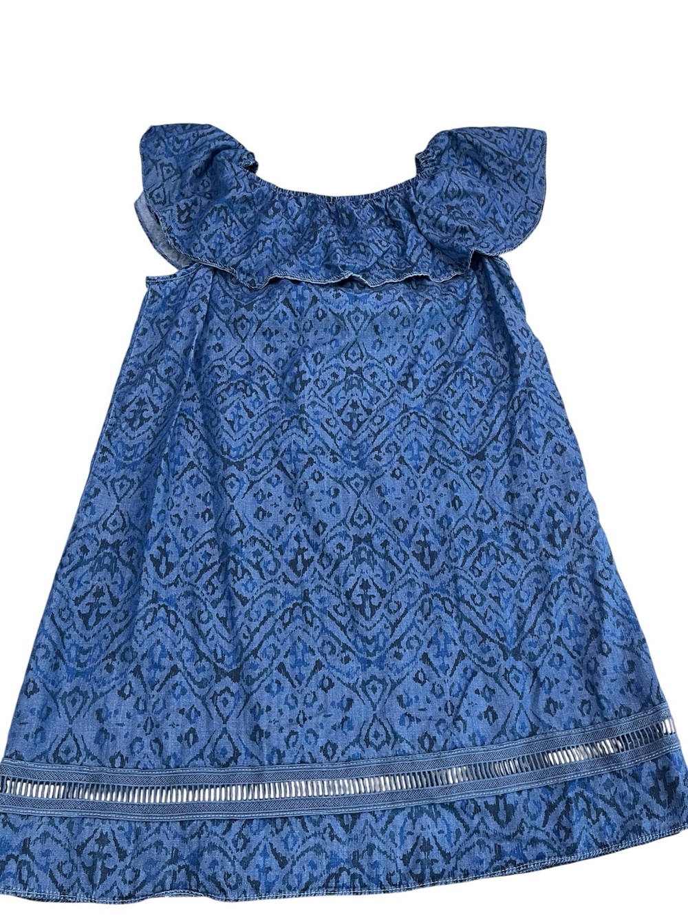 Soft Surroundings Blue Ikat Print Off The Shoulder Dress Womans Size large - Picture 3 of 6